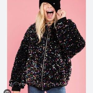 Lola and the boys rainbow hooded puffer size 14/S